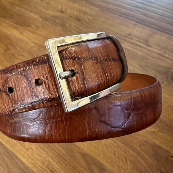 Mens Trafalgar leather croc embossed belt - Picture 2 of 6